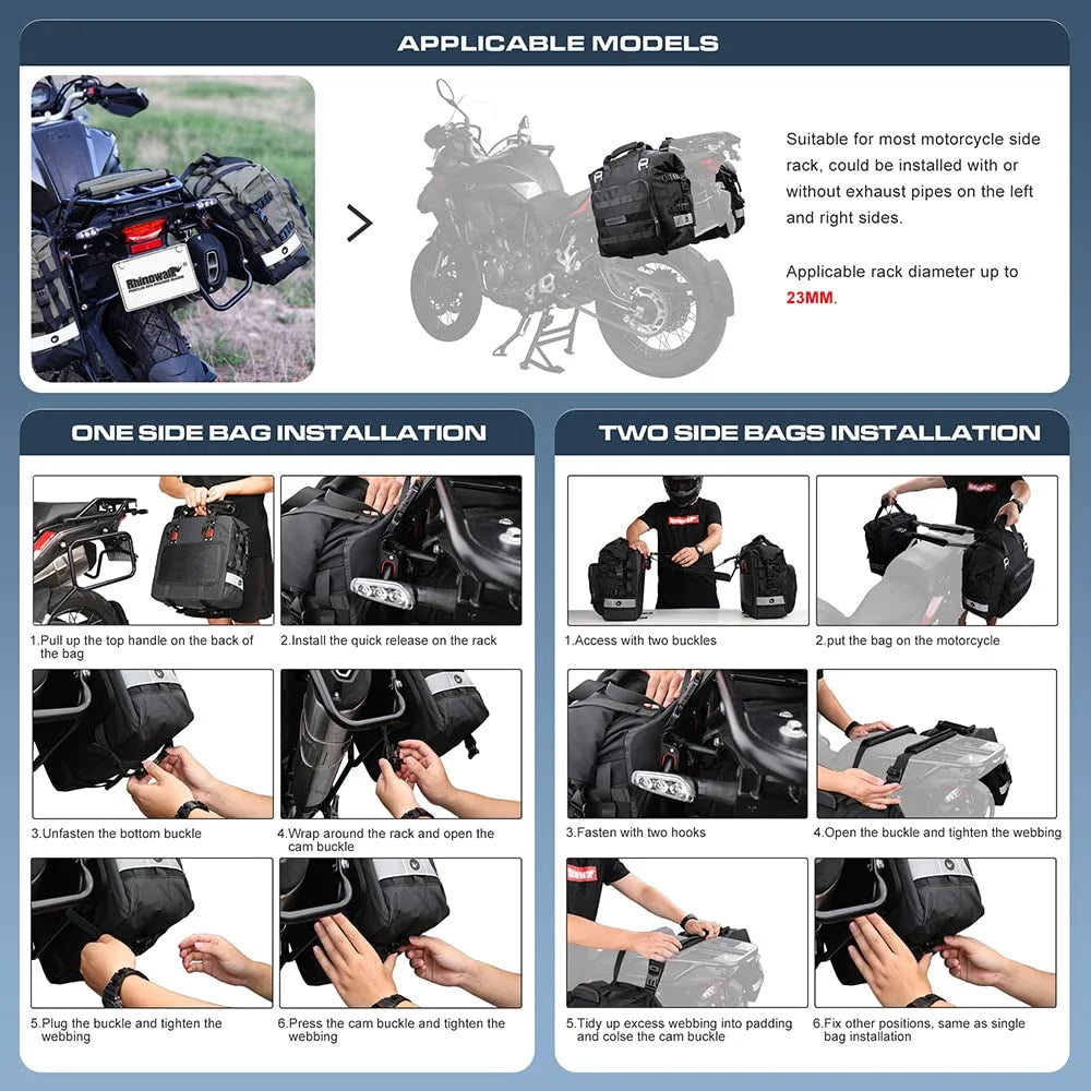 Waterproof Motorcycle Saddle Bag 20L U587924