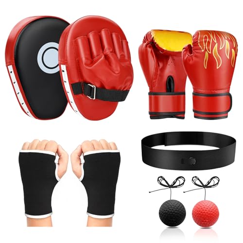 4-in-1 Kids Boxing Gloves and Punching Mitts Set with Hand Wraps L743