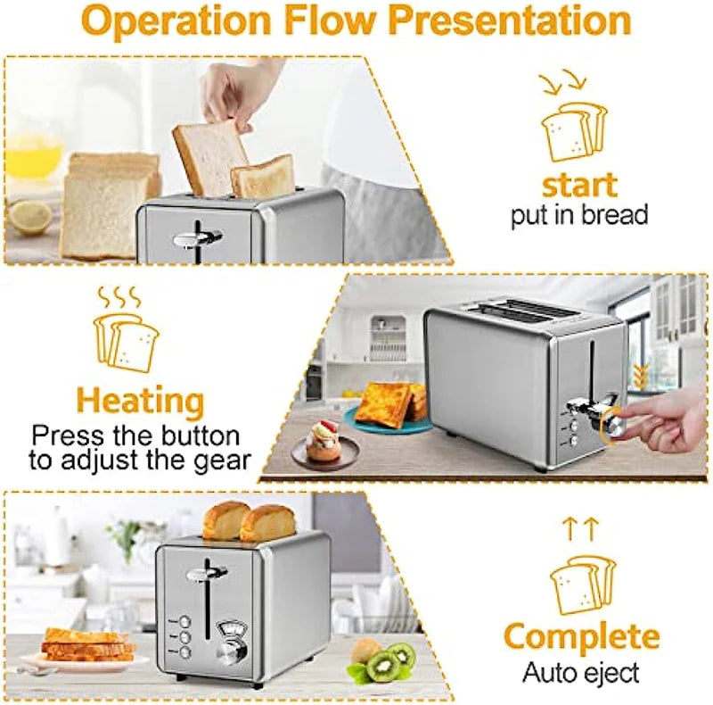2 Slice Stainless Steel Toaster with Bagel Function J49226
