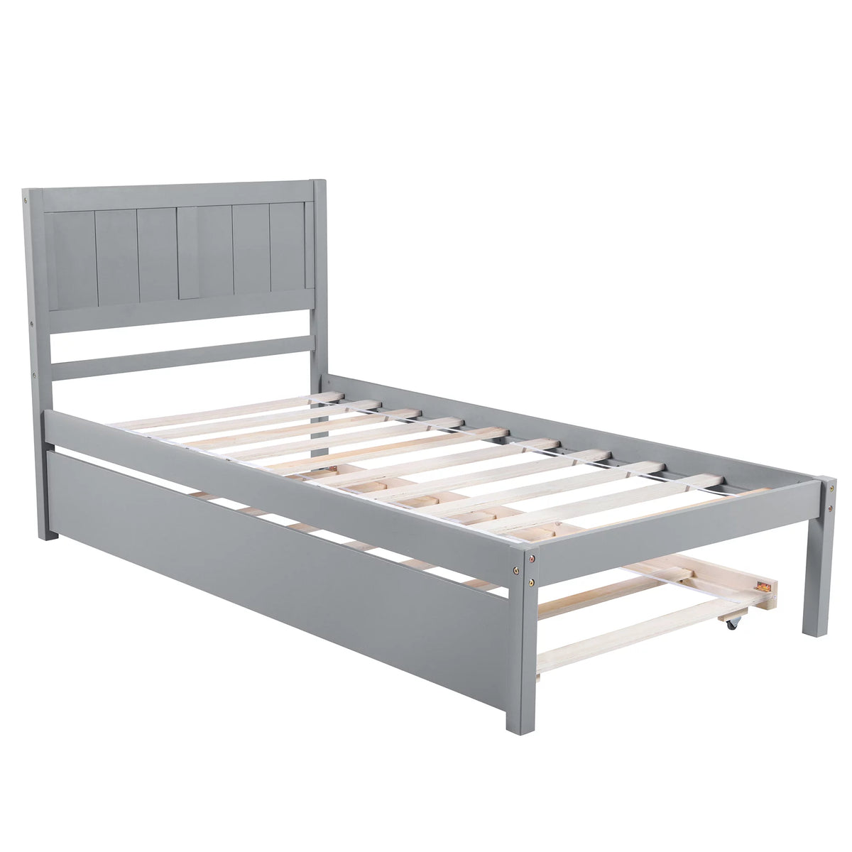 Twin Size Wood Platform Bed with Trundle W2204