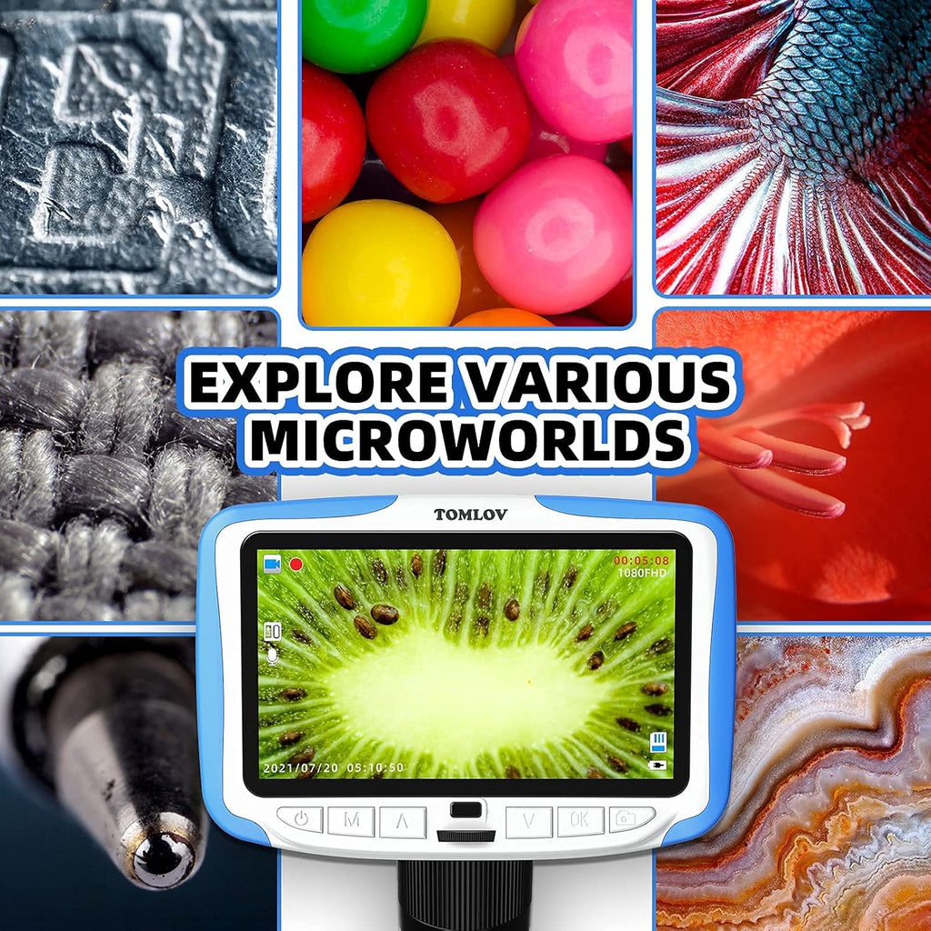 5'' LCD Kids Microscope 300X with 32GB SD Card K608