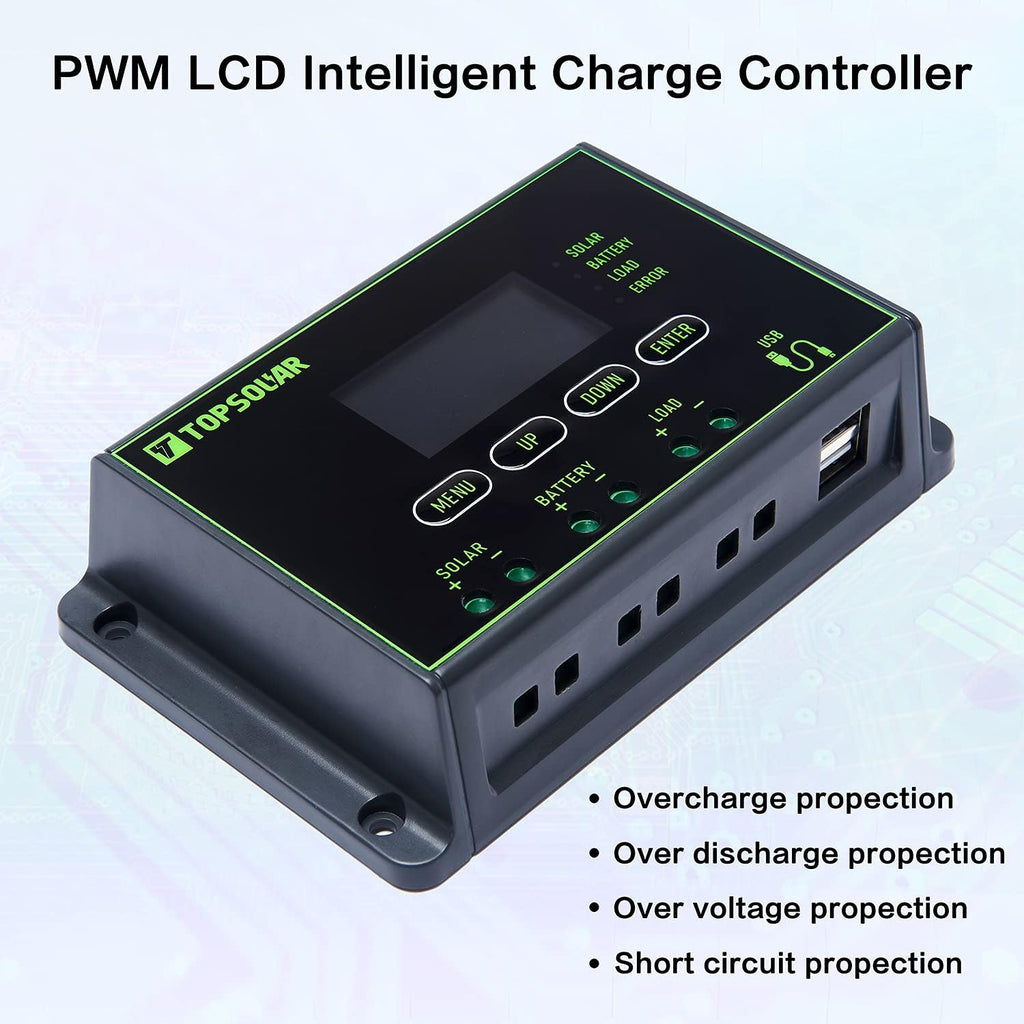 20W 12V Solar Panel Kit with 10A PWM Charge Controller and Adjustable Mount I147751
