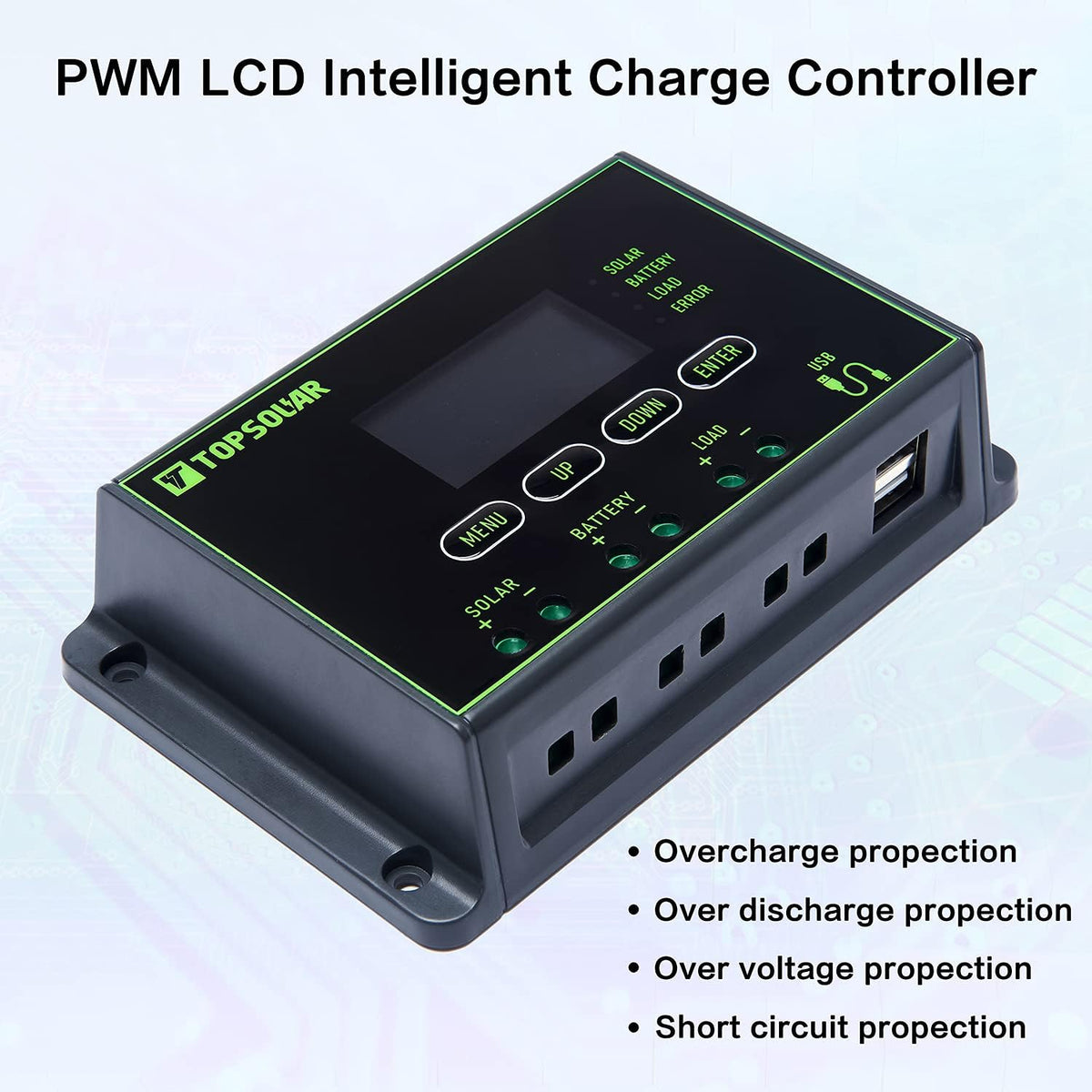20W 12V Solar Panel Kit with 10A PWM Charge Controller and Adjustable Mount I147751