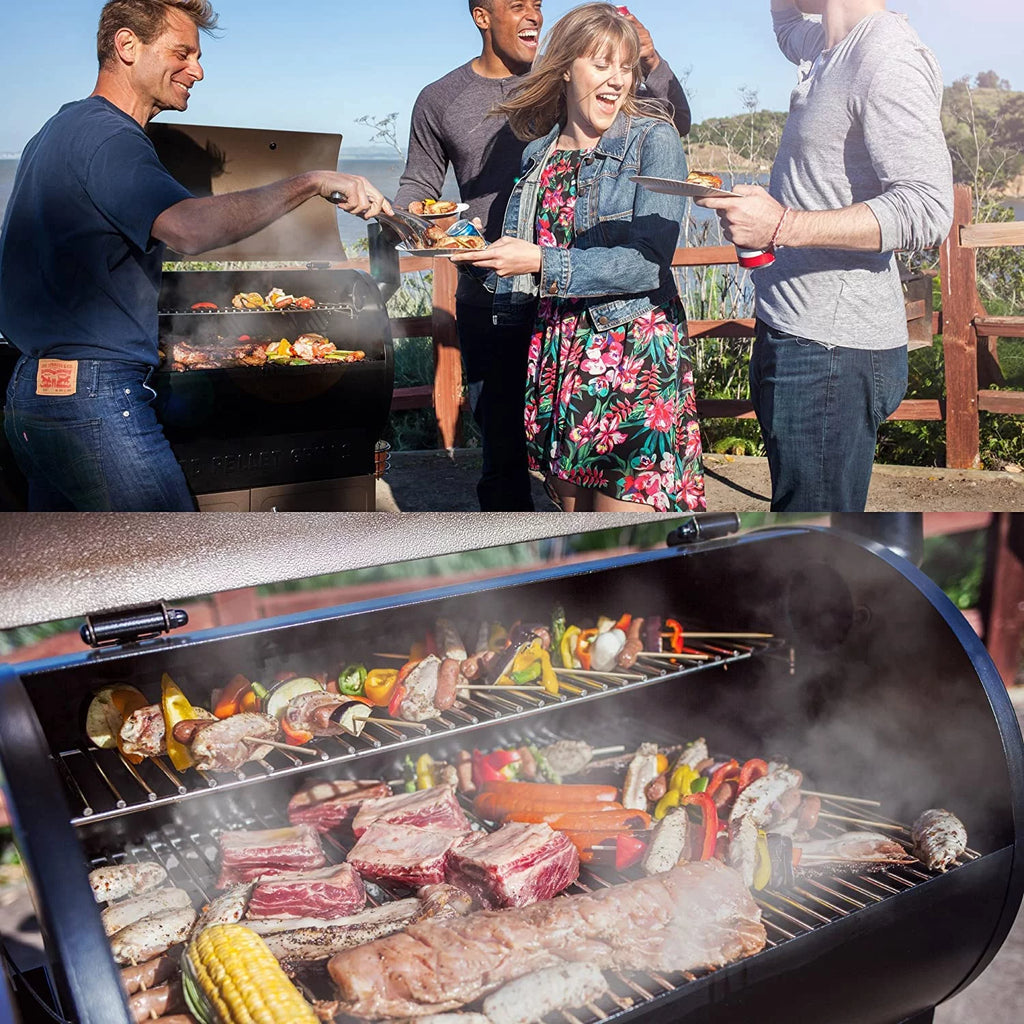 Wood Pellet Grill and Smoker 8-in-1 BBQ Black B633