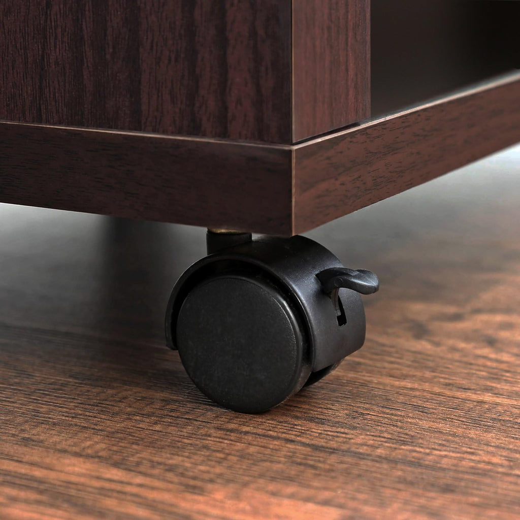 Espresso Under Desk Utility Cart with Casters C559