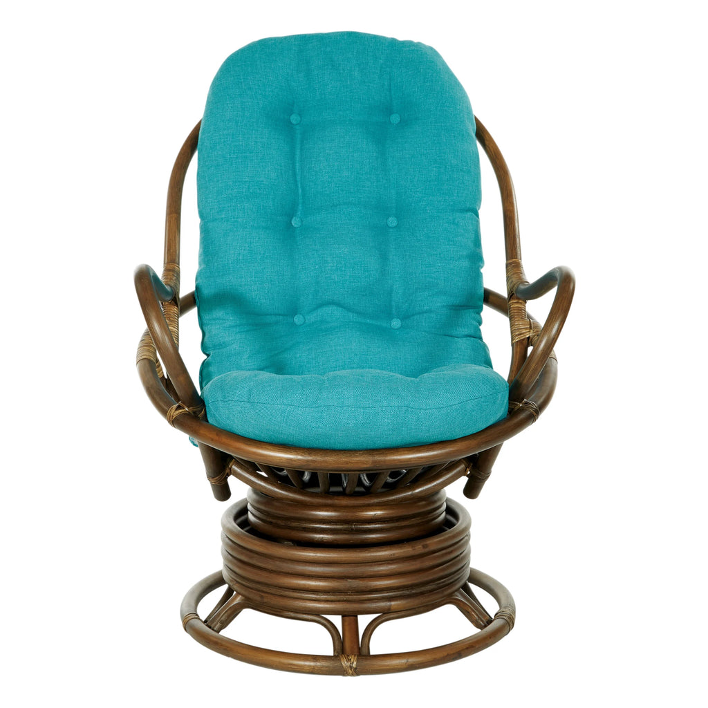 Blue and Brown Rattan Rocking Chair M506