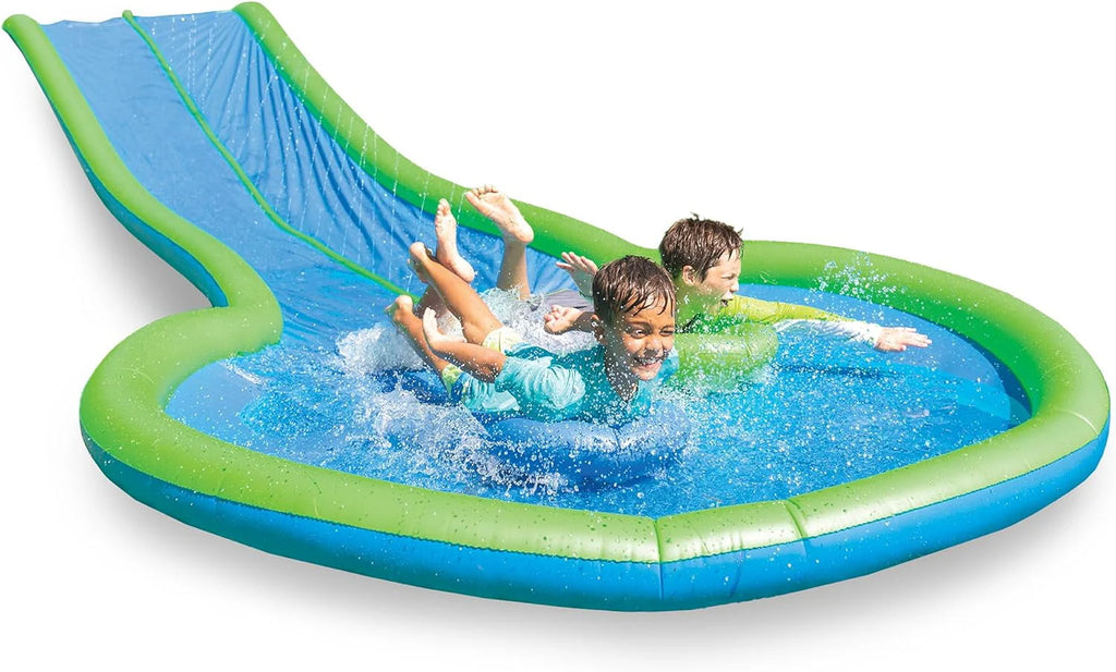 Extra Long 25-Foot Double Lane Water Slide with Sprinkler and Splash Pool F2834