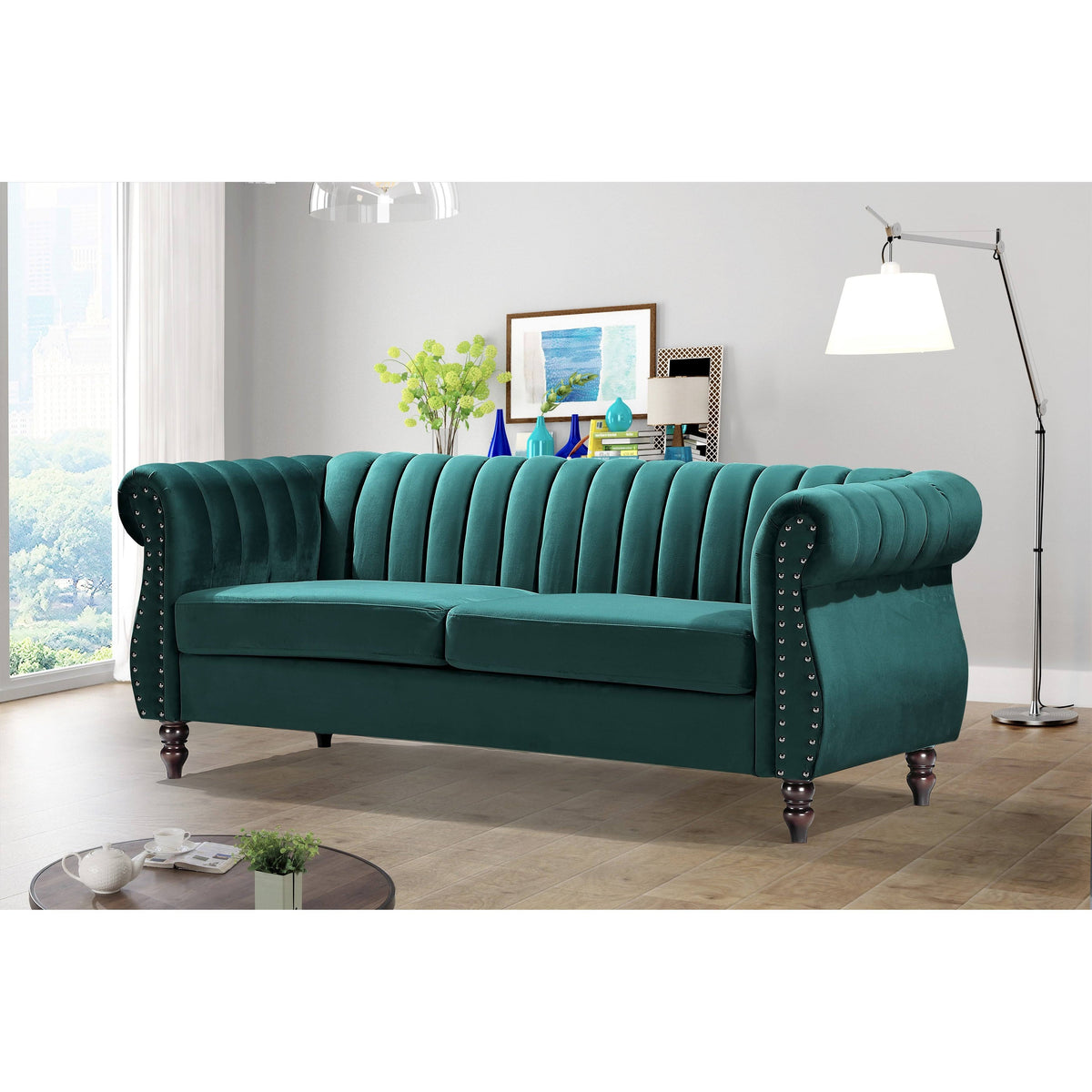 Dark Blue Velvet Chesterfield Sofa W321230