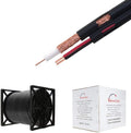 250FT Black Bulk Siamese RG59/U Cable, 20AWG + 18/2AWG, 95% Shielding, CCTV Video Wire Pack of 2 D5897