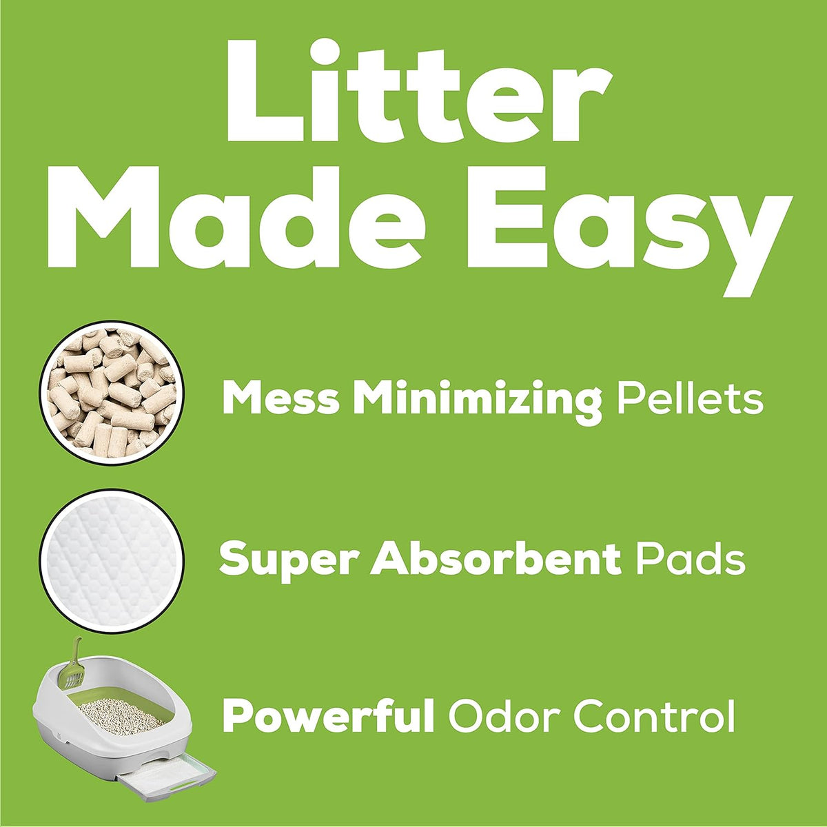 Hooded Litter Box System Starter Kit with Litter Pellets & Pads Pack of 2 N5225