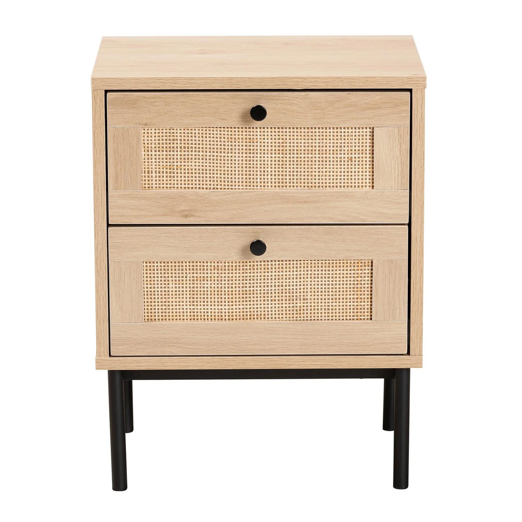 Brown and Black 2-Door Storage Cabinet with Rattan Accent U184147