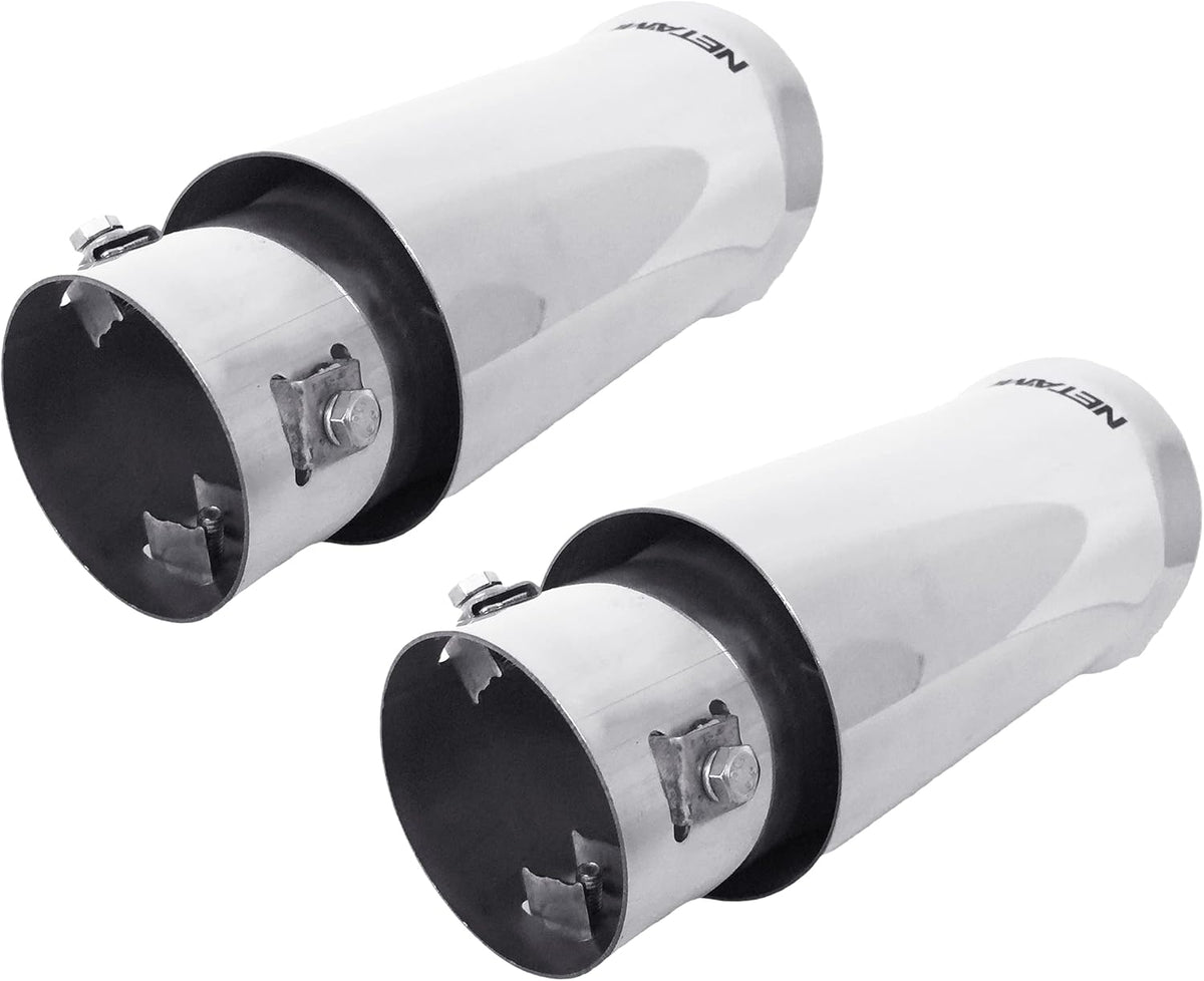 Universal Exhaust Tip Stainless Steel Double Wall Chrome Polish Pack of 2 B3835