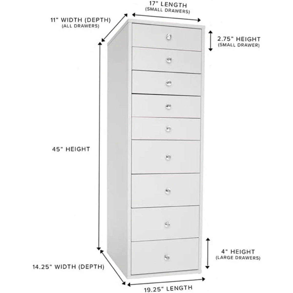 9 Drawer Makeup Vanity Storage Unit with Soft Close L2936