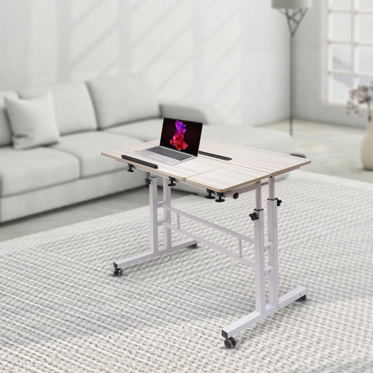 Mobile Adjustable Height Standing Desk with Wheels H49187