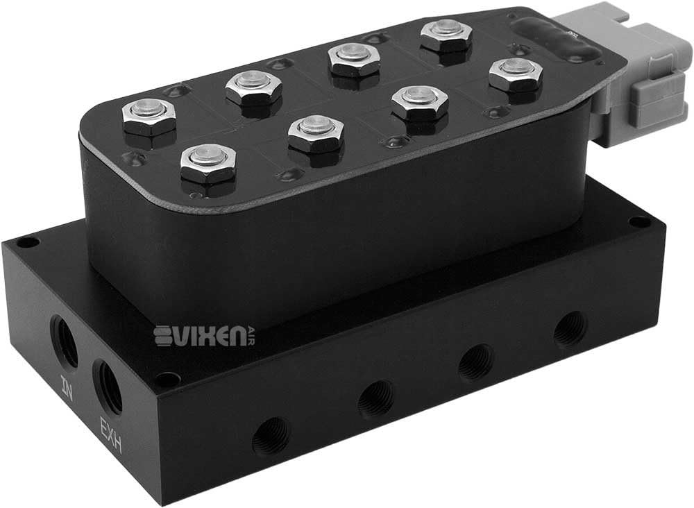 8 Valve Suspension Manifold with Two Dual Needle Black Gauges, 3/8" OD Hose 100 FT, 1/4" OD Hose 50 FT and Fittings H256026