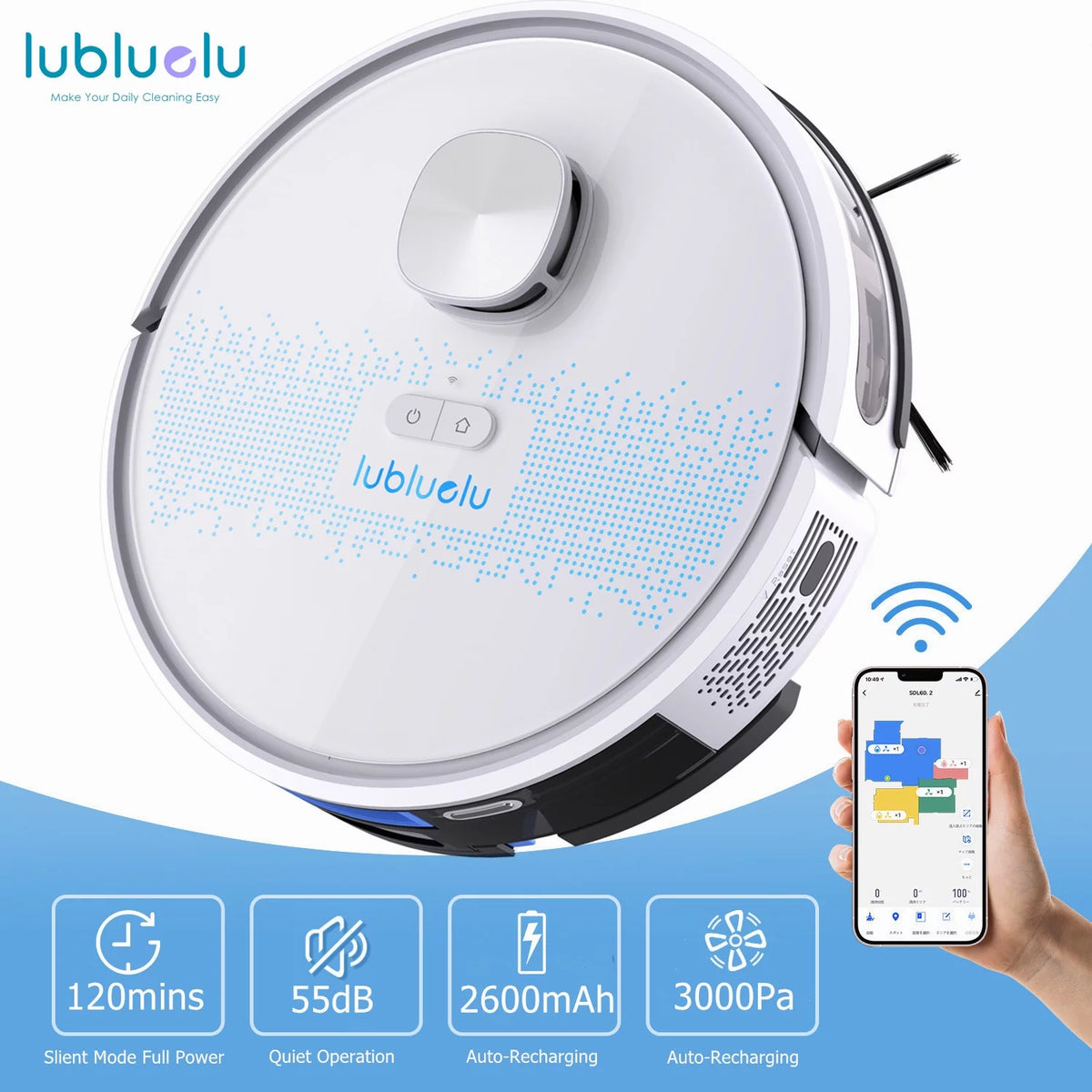 Robot Vacuum Cleaner and Mop Combo with WiFi Voice Control M43630