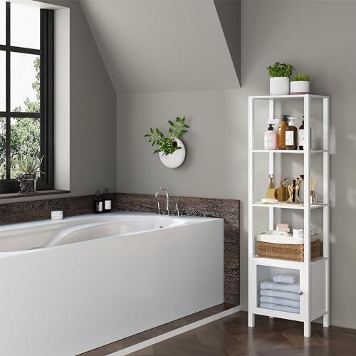 6 Tier Narrow Bookcase with Door F307684