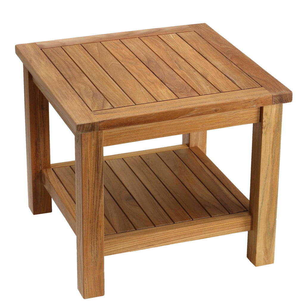 Solid Teak Wood Side Table with Shelf D667537