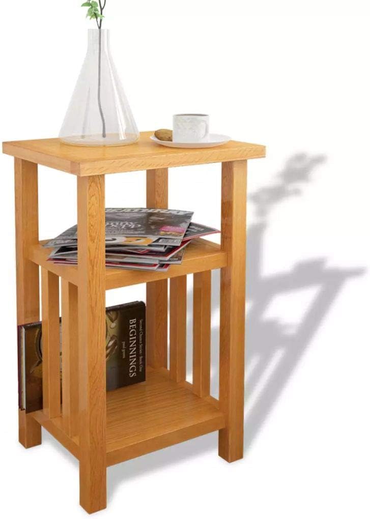 Oak Wood End Table with Magazine Shelf J880