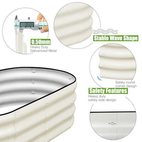 Galvanized Raised Garden Bed, 4x2x1ft Oval Metal Planter Box J651266
