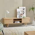 55 Inch Rattan TV Stand with Cabinet Storage U52369