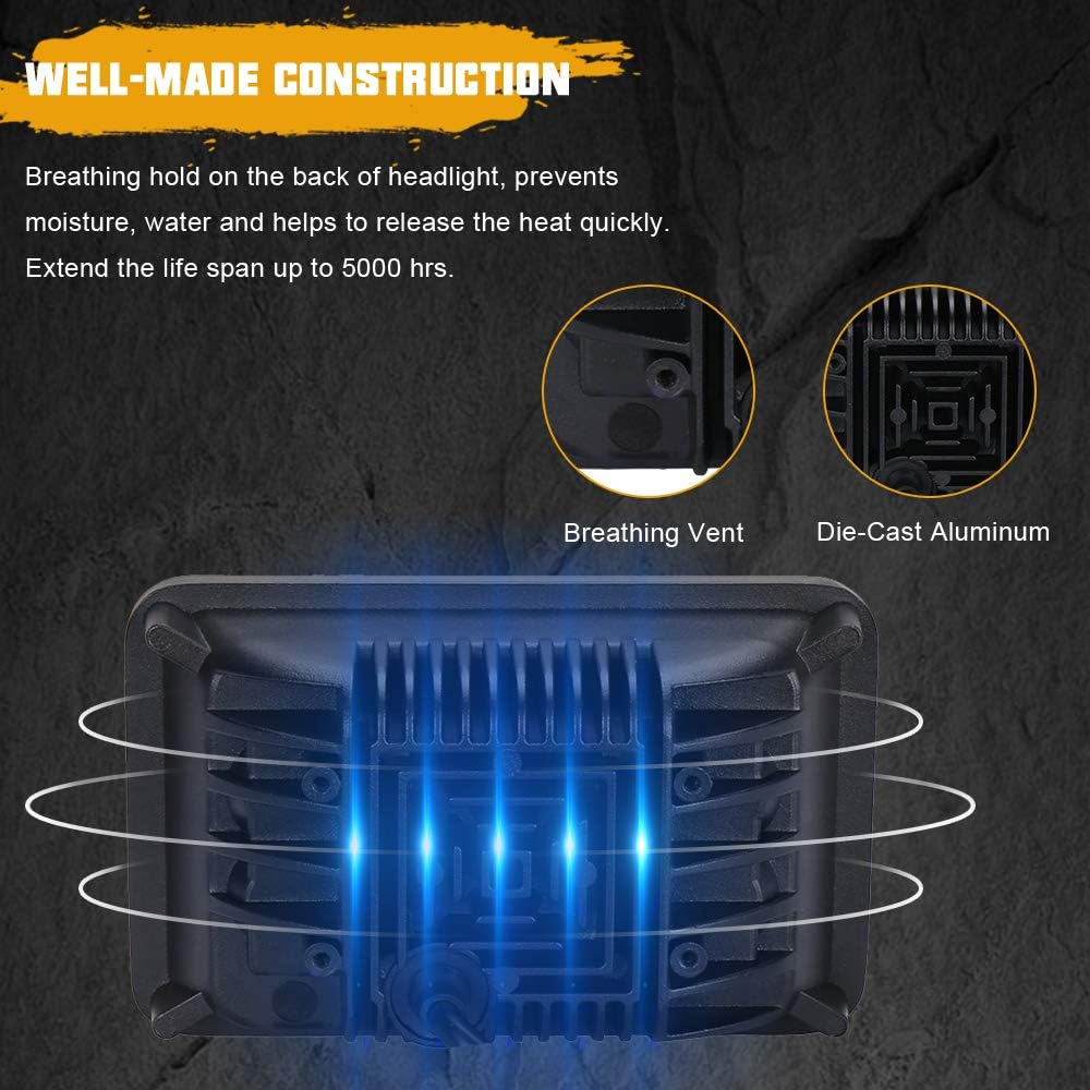 4x6 LED Headlights with White/Amber Halo Sealed Beam, Pack of 2 K8559