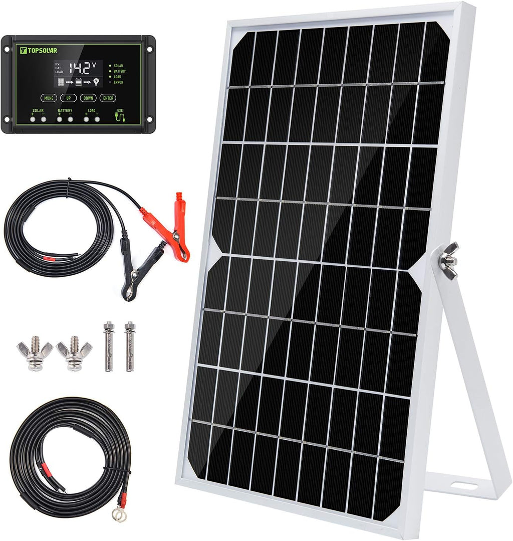 20W 12V Solar Panel Kit with 10A PWM Charge Controller and Adjustable Mount I147751