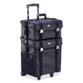 2 in 1 Rolling Makeup Train Case Cosmetic Organizer with Storage Drawers O808645