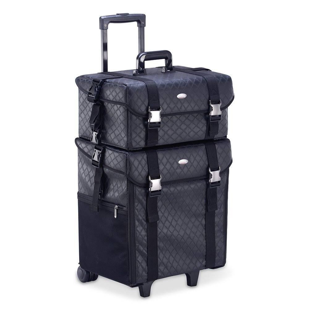 2 in 1 Rolling Makeup Train Case Cosmetic Organizer with Storage Drawers O808645