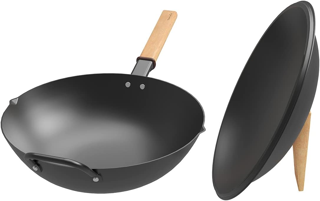 Carbon Steel Wok with Lid 12 Inch Q9779