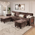 118" U-Shaped 4-Seat Modular Sectional Sofa with 2 Ottomans D8938