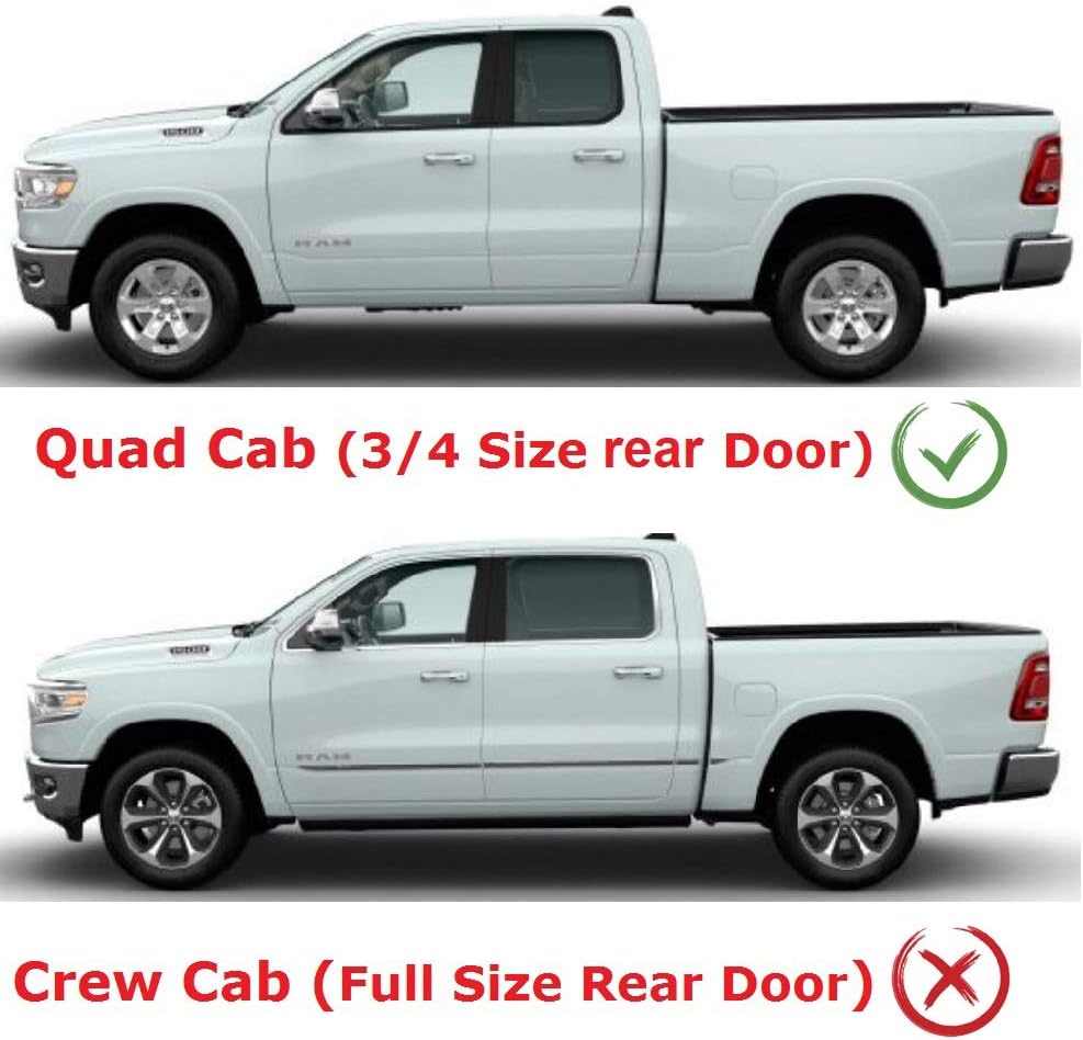 Dark Tinted Side Window Visor Deflectors Rain Guards for Dodge RAM 1500 Quad cab 2019 2020 2021 Pack of 2 V587736