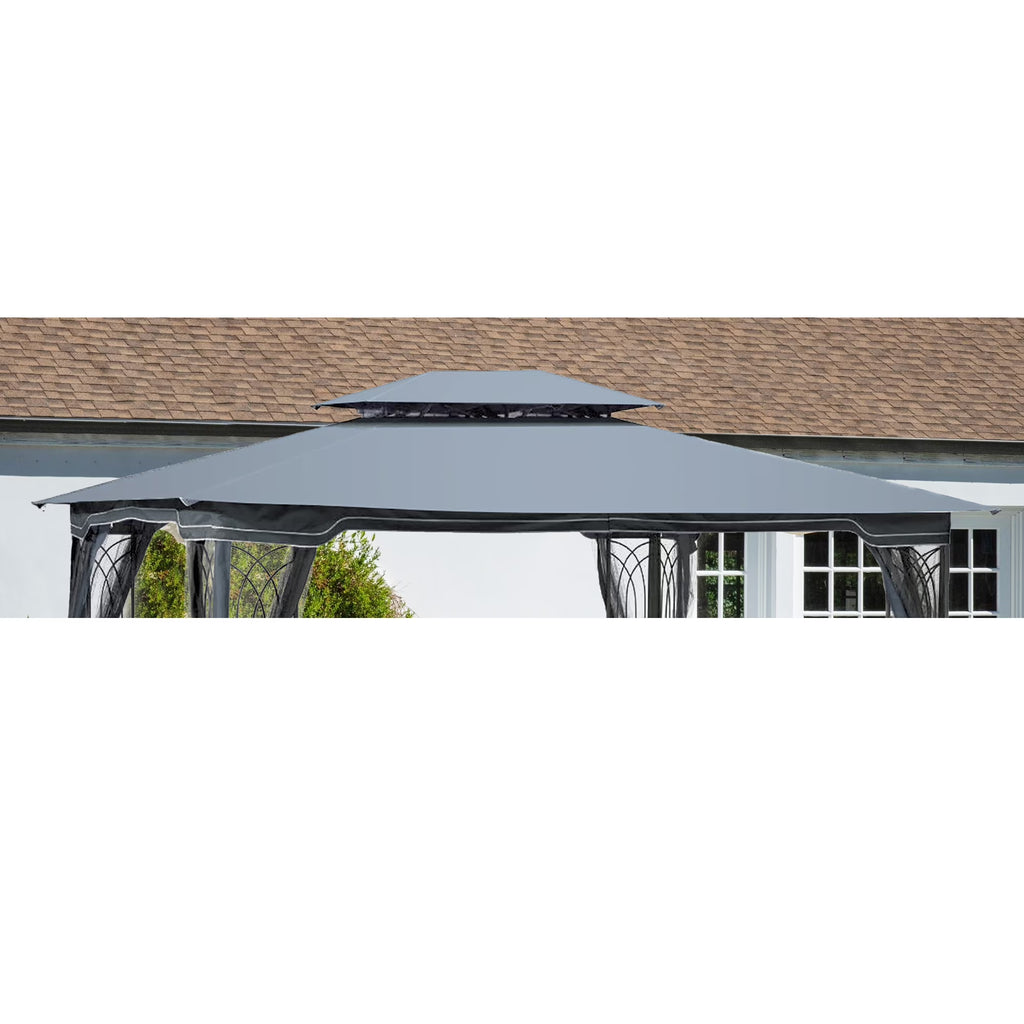 Elegant Gray Double Roof Gazebo Replacement Canopy Top D311