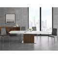 30 x 71 x 39.5 in. White Dining Table with Walnut Veneer Base K313436