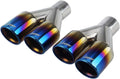 Dual Exhaust Tips 2.25 inch inlet 3 inch outlet 9.2" Long Blue 304 Polished Stainless Steel Weld on Exhaust Tailpipe Tips Pack of 2 O949780