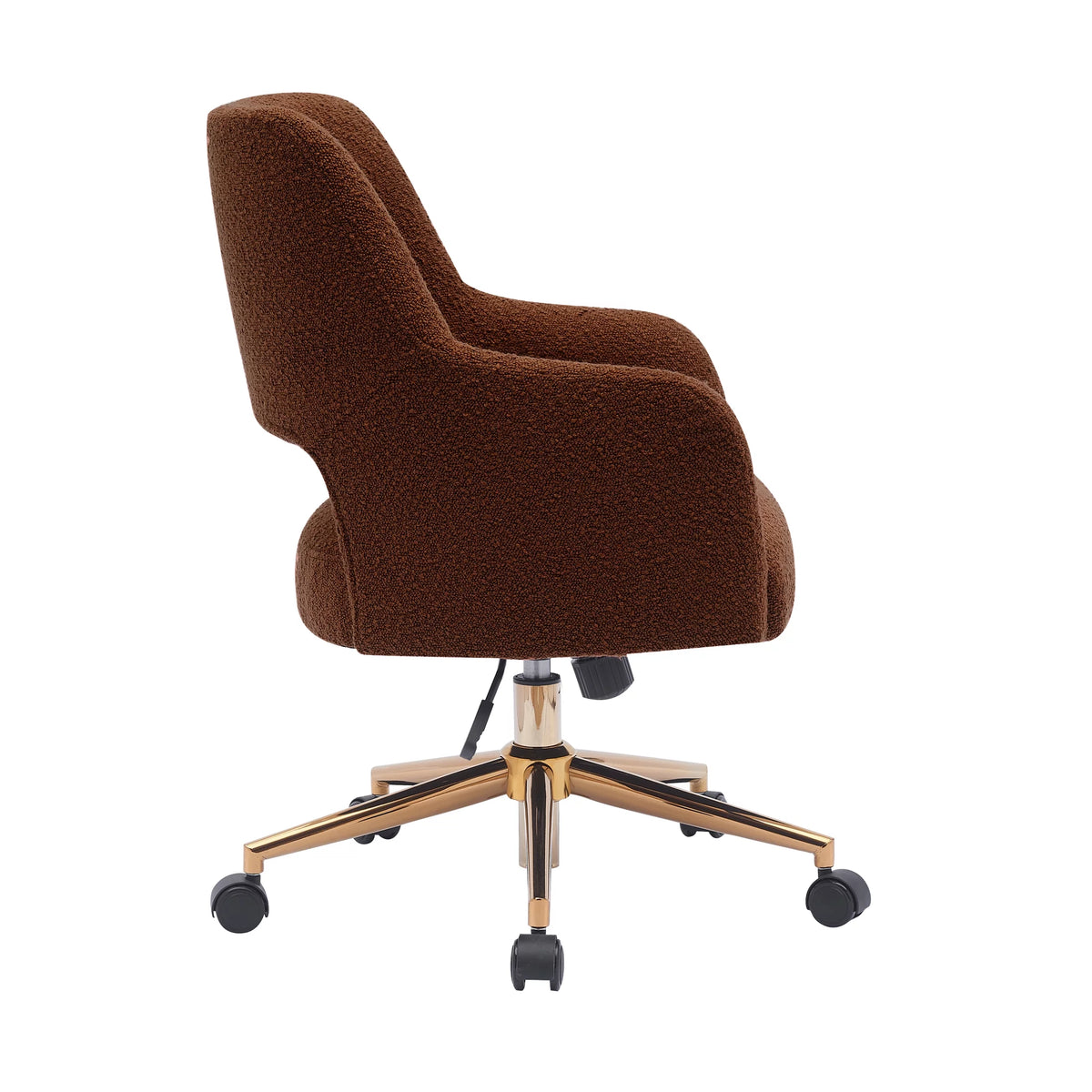Rust Orange Boucle Fabric Upholstered Rolling Task Chair N5727