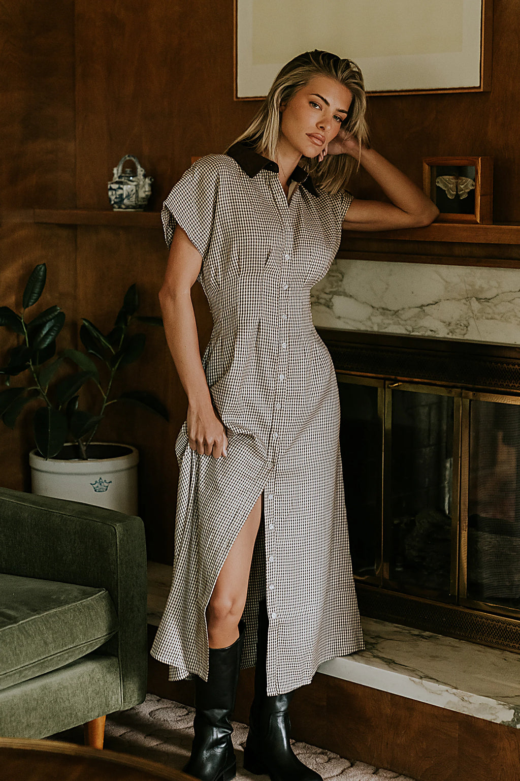 Houndstooth Maxi Dress K552