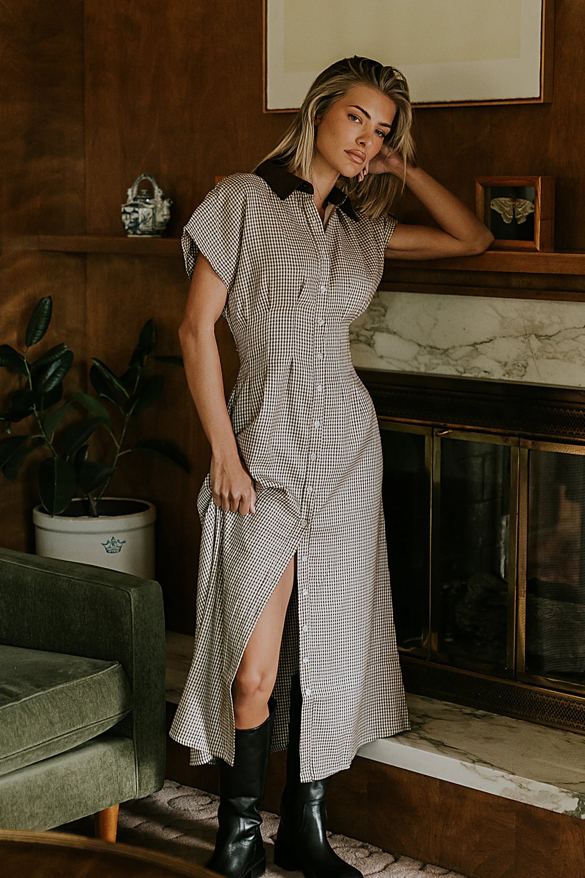 Houndstooth Maxi Dress K552