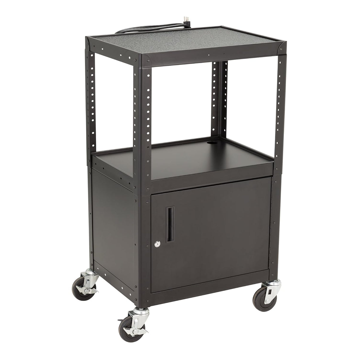 Adjustable Height Metal AV Cart with Cabinet X435