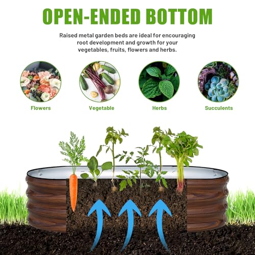 Galvanized Raised Garden Bed, 4x2x1ft Oval Metal Planter Box J651266