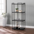 Black Glass 4-Tier Bookcase with Storage Shelves M916466