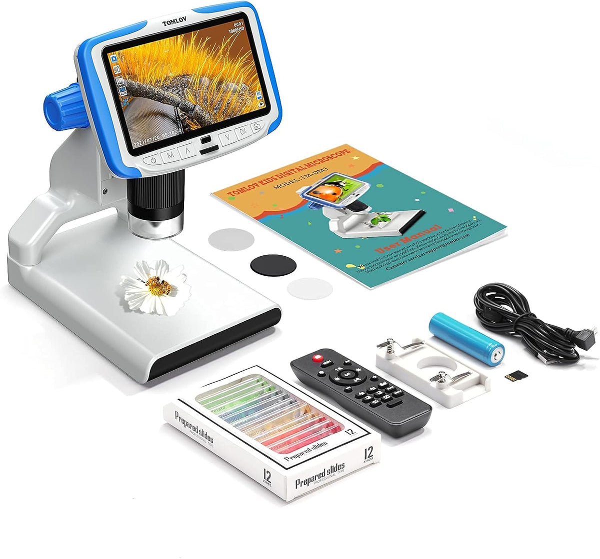 5'' LCD Kids Microscope 300X with 32GB SD Card K608