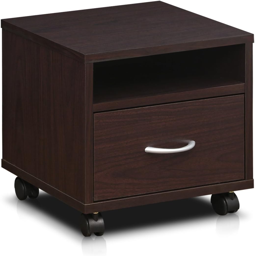 Espresso Under Desk Utility Cart with Casters C559