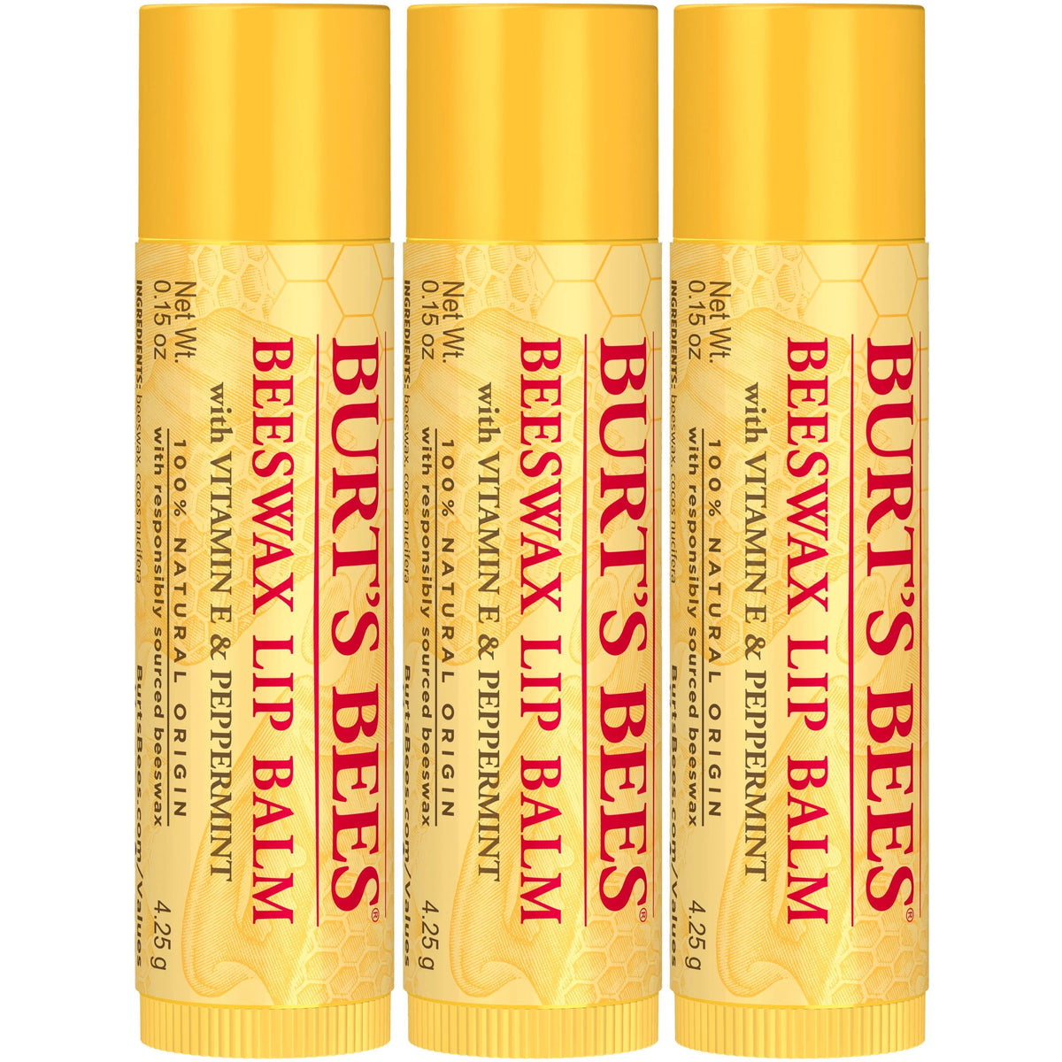 Moisturizing Lip Balm with Beeswax, Vitamin E & Peppermint Oil, 4 Count E6645