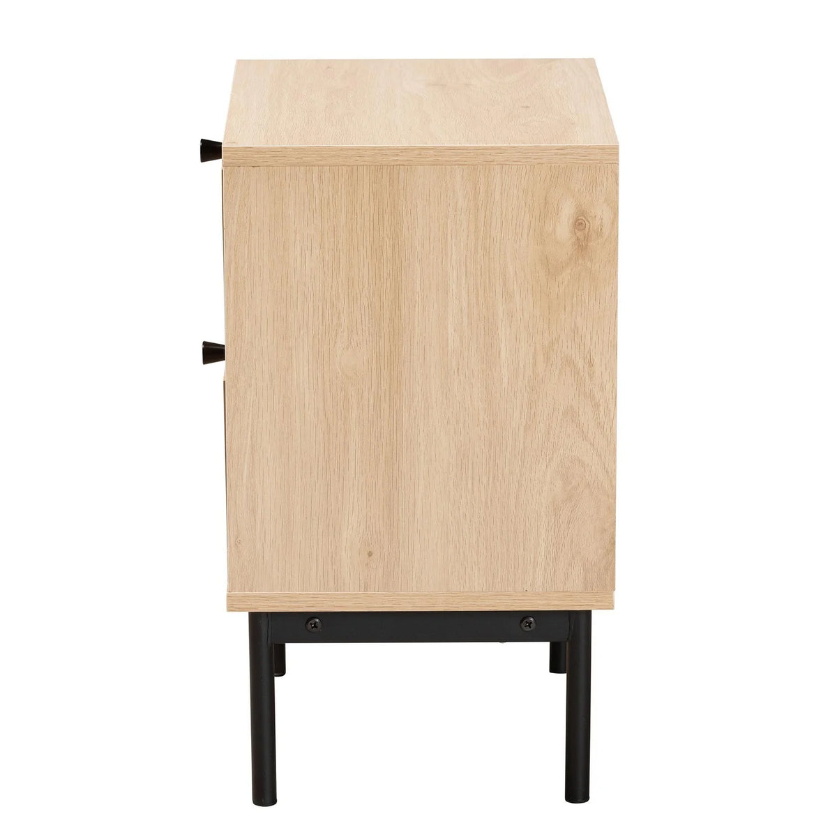 Brown and Black 2-Door Storage Cabinet with Rattan Accent U184147