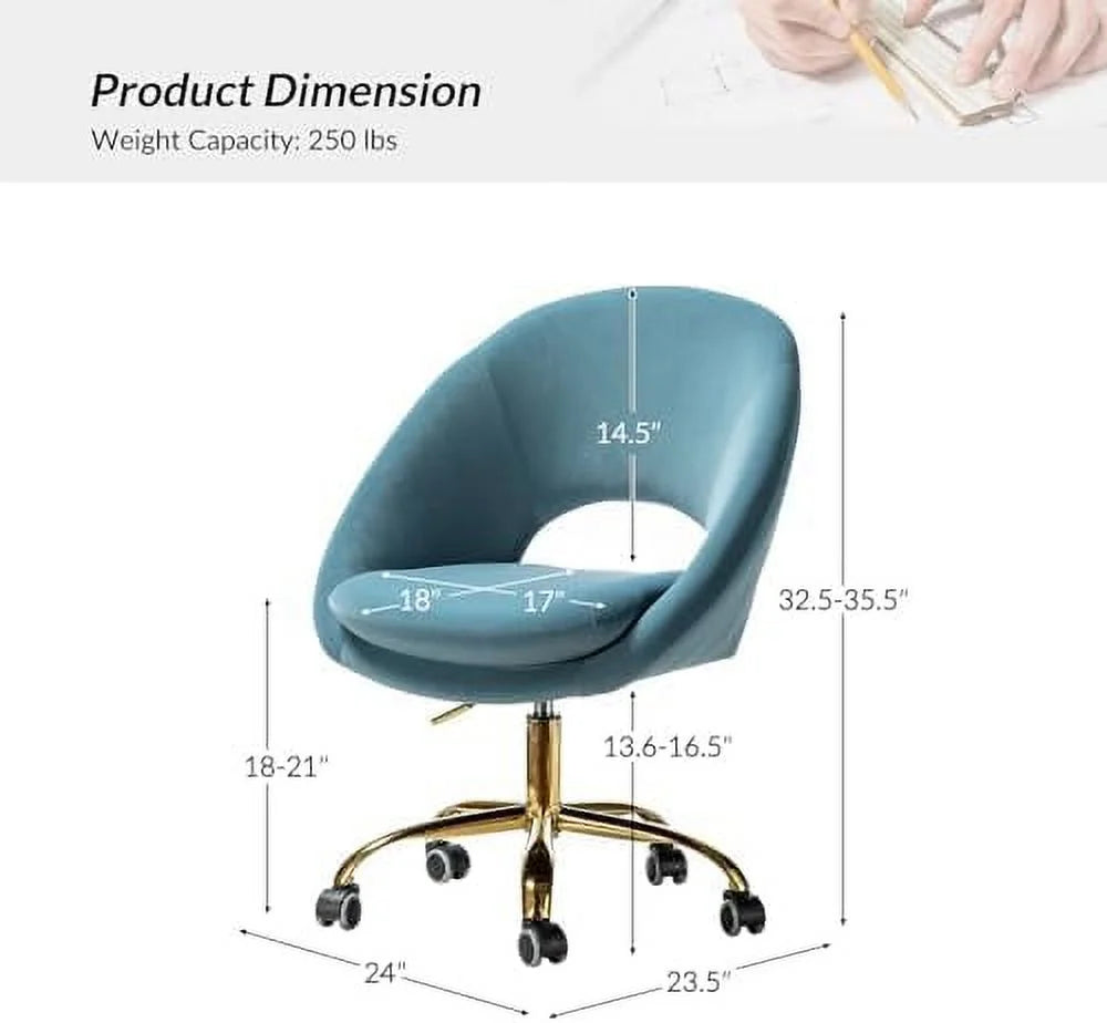 Modern Velvet Office Chair with Adjustable Swivel V505210