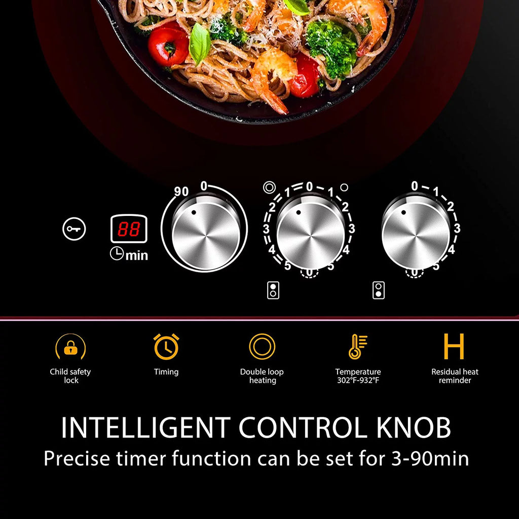 Electric Cooktop 2 Burner 220V Built-in Stove Top 11.5 Inch 3400W S551627