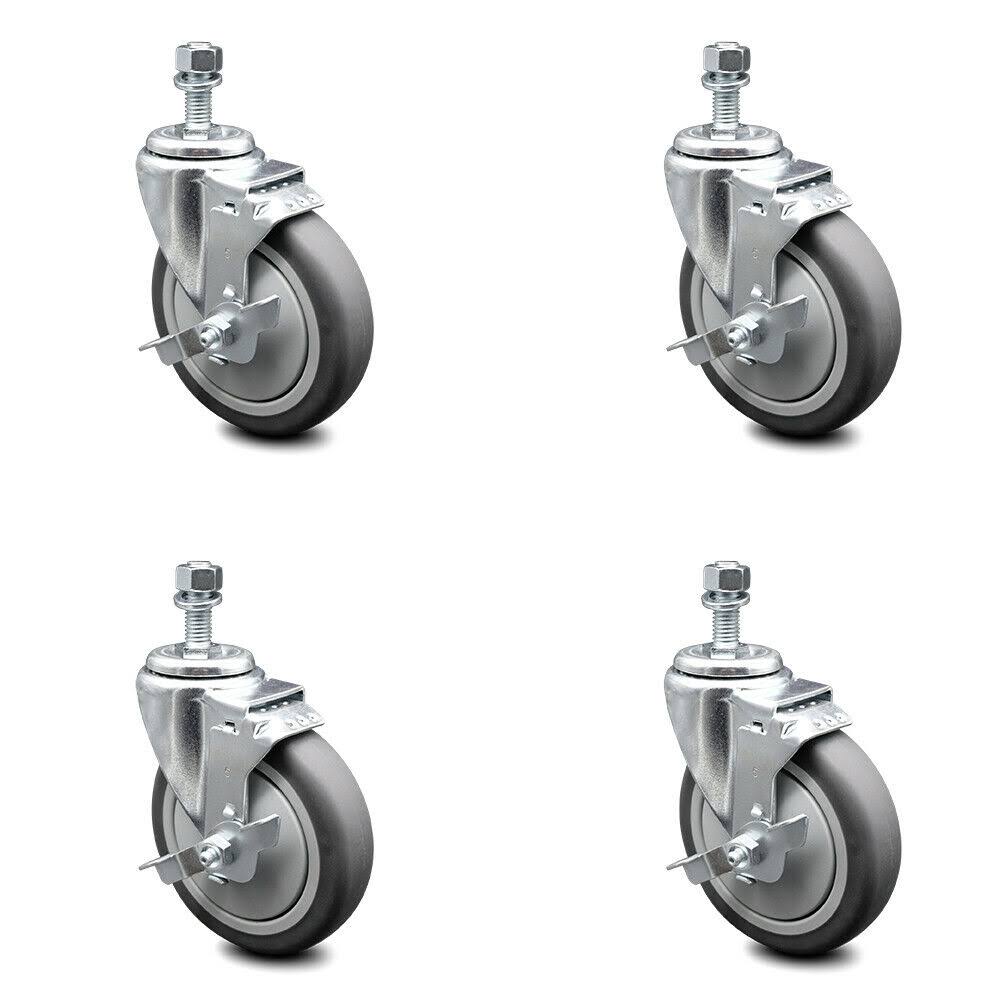 5 inch Thermoplastic Rubber Swivel Caster Set with Brake R293