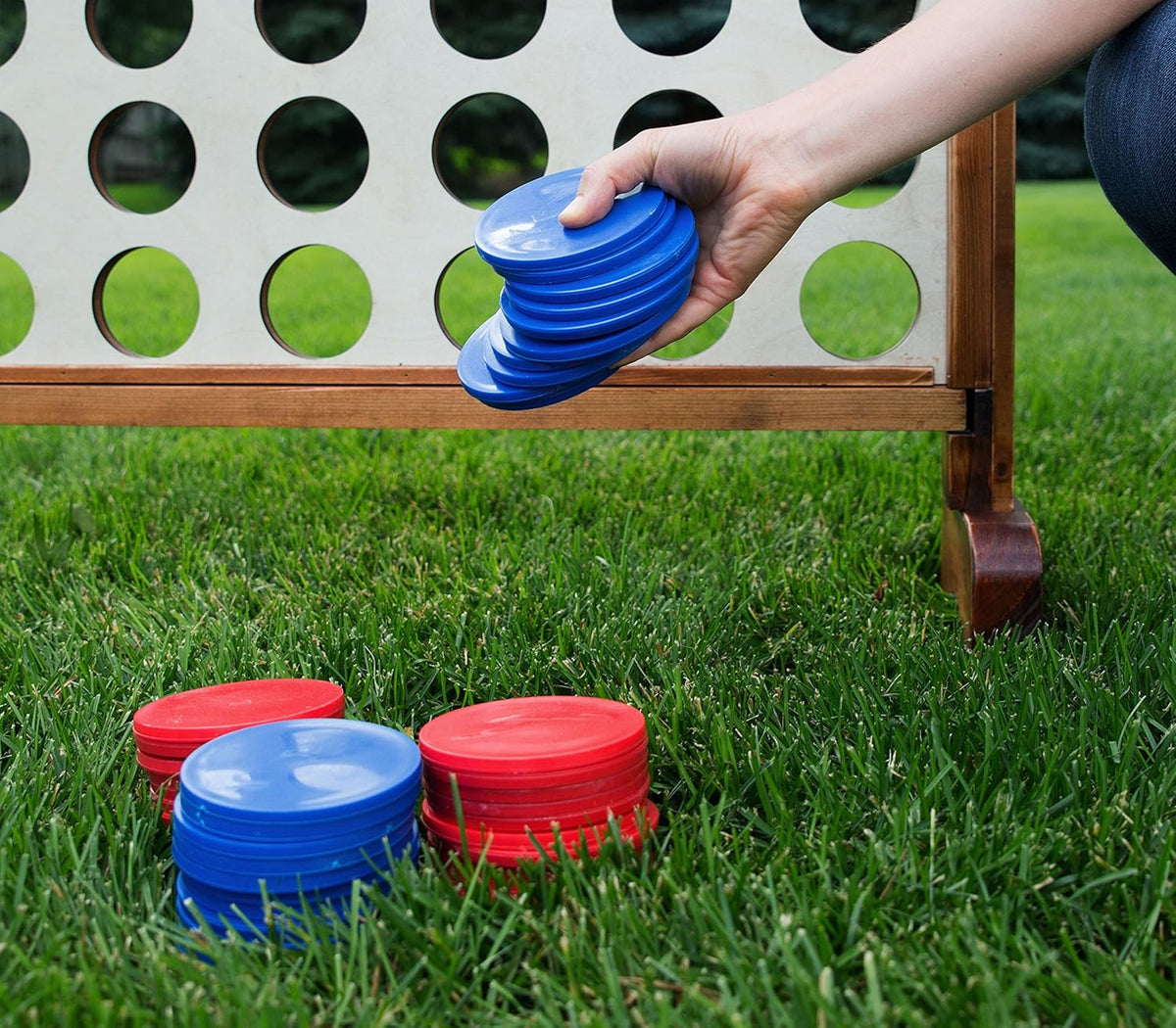 Connect in a Row Game with Carrying Case and Stained Legs and Frame V88509