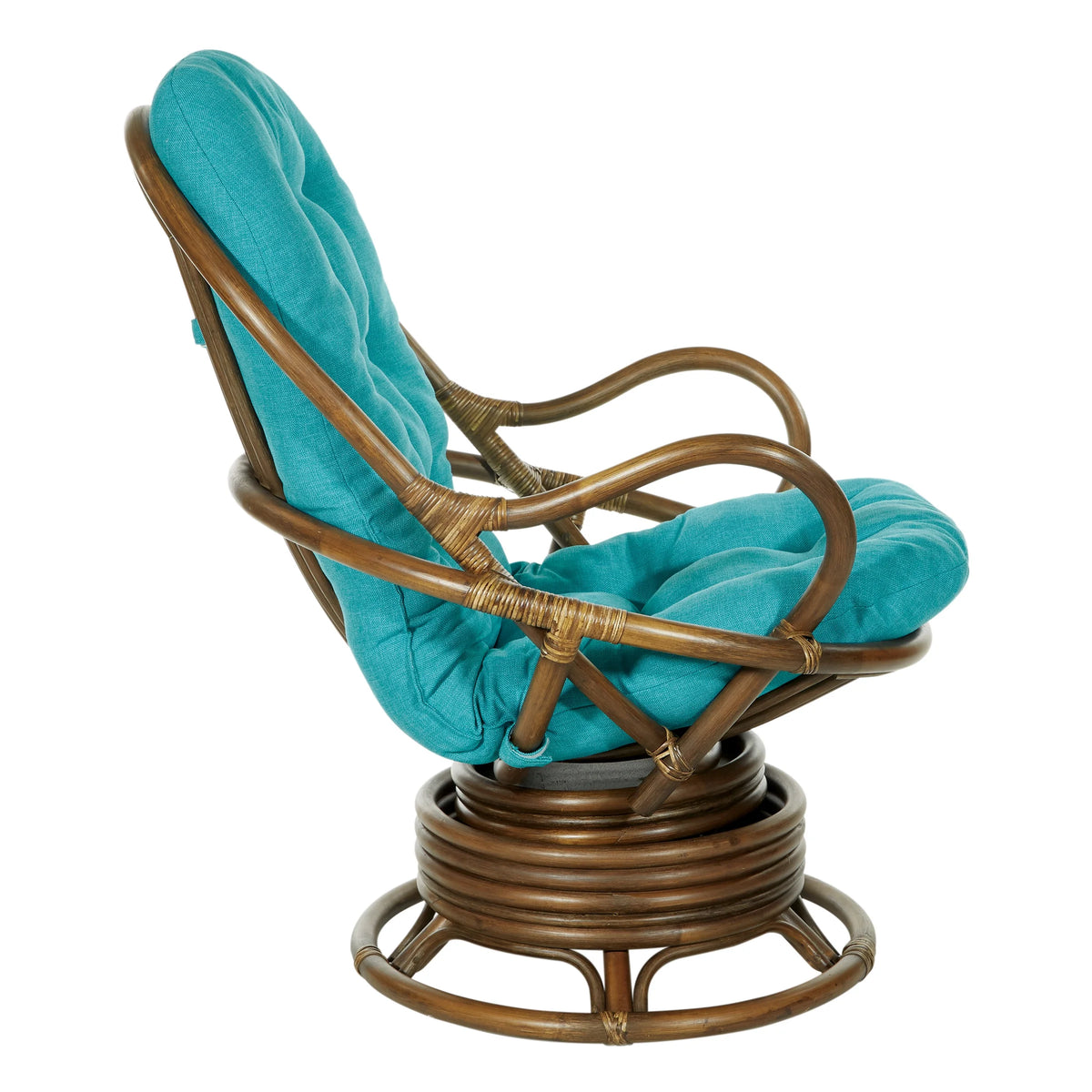 Blue and Brown Rattan Rocking Chair M506